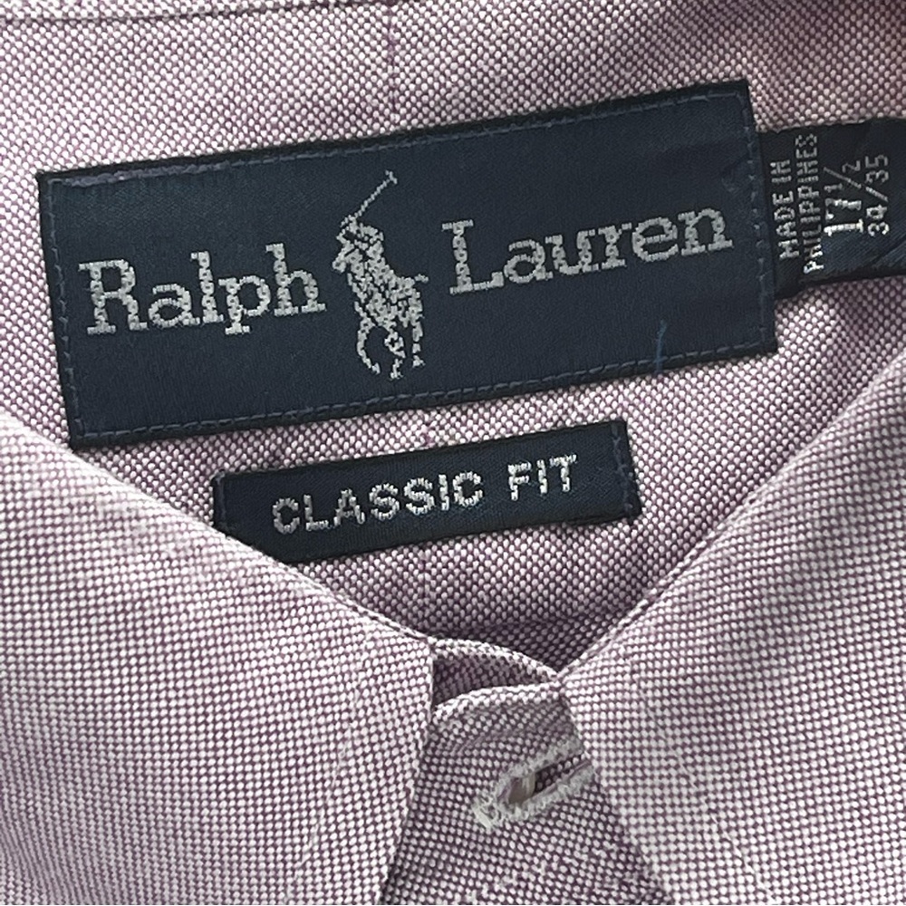 Vintage Ralph Lauren Yarmouth Lavender 
Button Down Brown Horse 17 34/35 Shirt - Picture 2 of 7